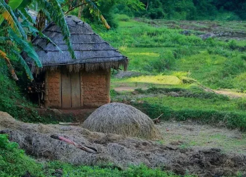 traditional house near rathna ella in knuckles mountain range