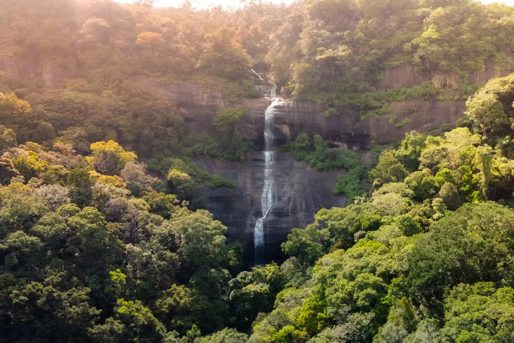 duwili waterfall aerial view knuckles sri lanka
