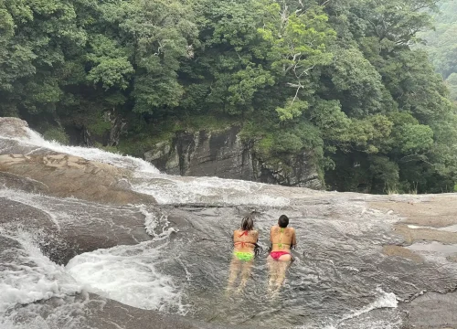 lanka trek hikers enjoy natural pool in knuckles mountain range